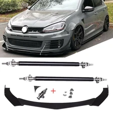 Front Bumper Lip Spoiler /Splitter Strut Rods Glossy For Volkswagen Jetta Y