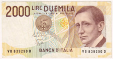 1990 Italy 2000 Lire 839290 Paper Money Banknotes Currency