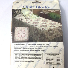6 Stamped Quilt Blocks for Embroidery Cross Sweetheart Blossom 17"x17" Each