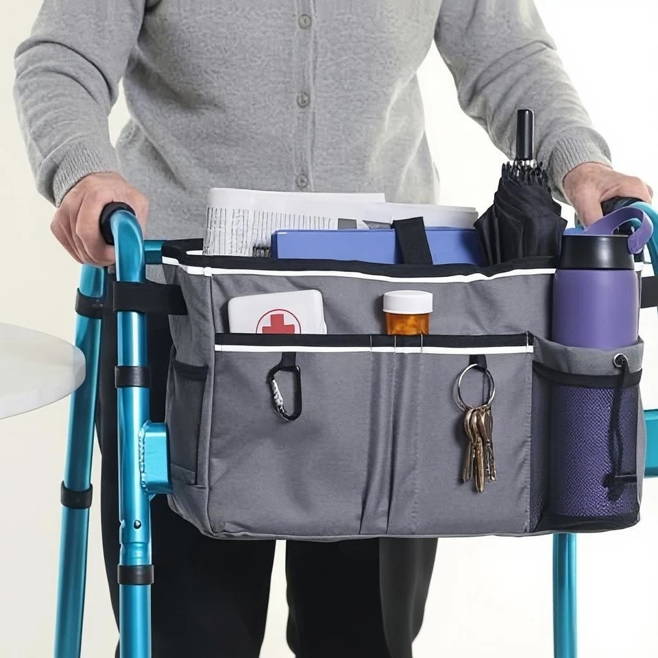 Bolso para Caminante HOMARBOR - Bolso de Mano - Gris - Portavasos - Plegable - Senior Caddy - NUEVO Foto 3 de 4