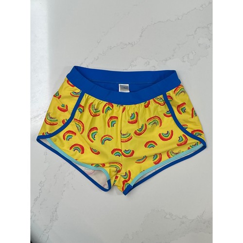 LL Bean Kids Rainbow Swim Shorts Yellow Blue UPF 50+ Board Shorts Size 10 516273
