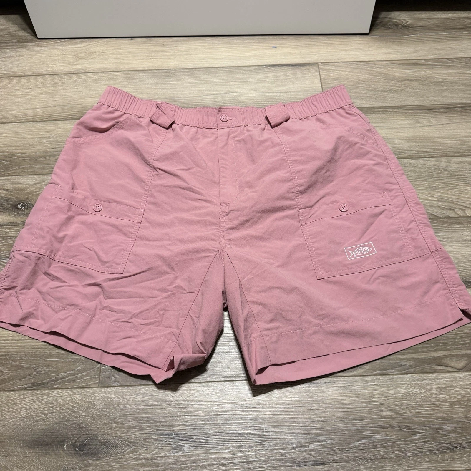 Aftco Cargo Shorts Men’s 42 Pink Salmon Swimming Fishing Outdoor 8” Inseam