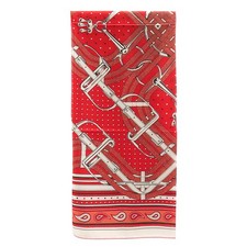 HERMES Stall Carre 140 Carrejean cashmere silk Rouge x White x Black New,