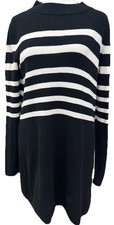 Free People black white striped sweater dress long sleeve tunic womens XS