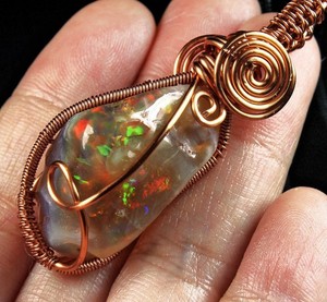 40.5Ct African Black Opal Nugget Wire Wrapped Pendant PRH145