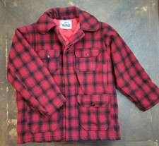 Vintage 70s Woolrich Flannel Jacket Mens Size 42 Large Red Quilt Lined Shacket