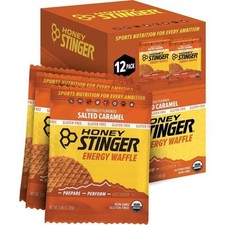 12 HONEY STINGER Organic Energy Waffle Snack SALTED CARAMEL Gluten Free  READ
