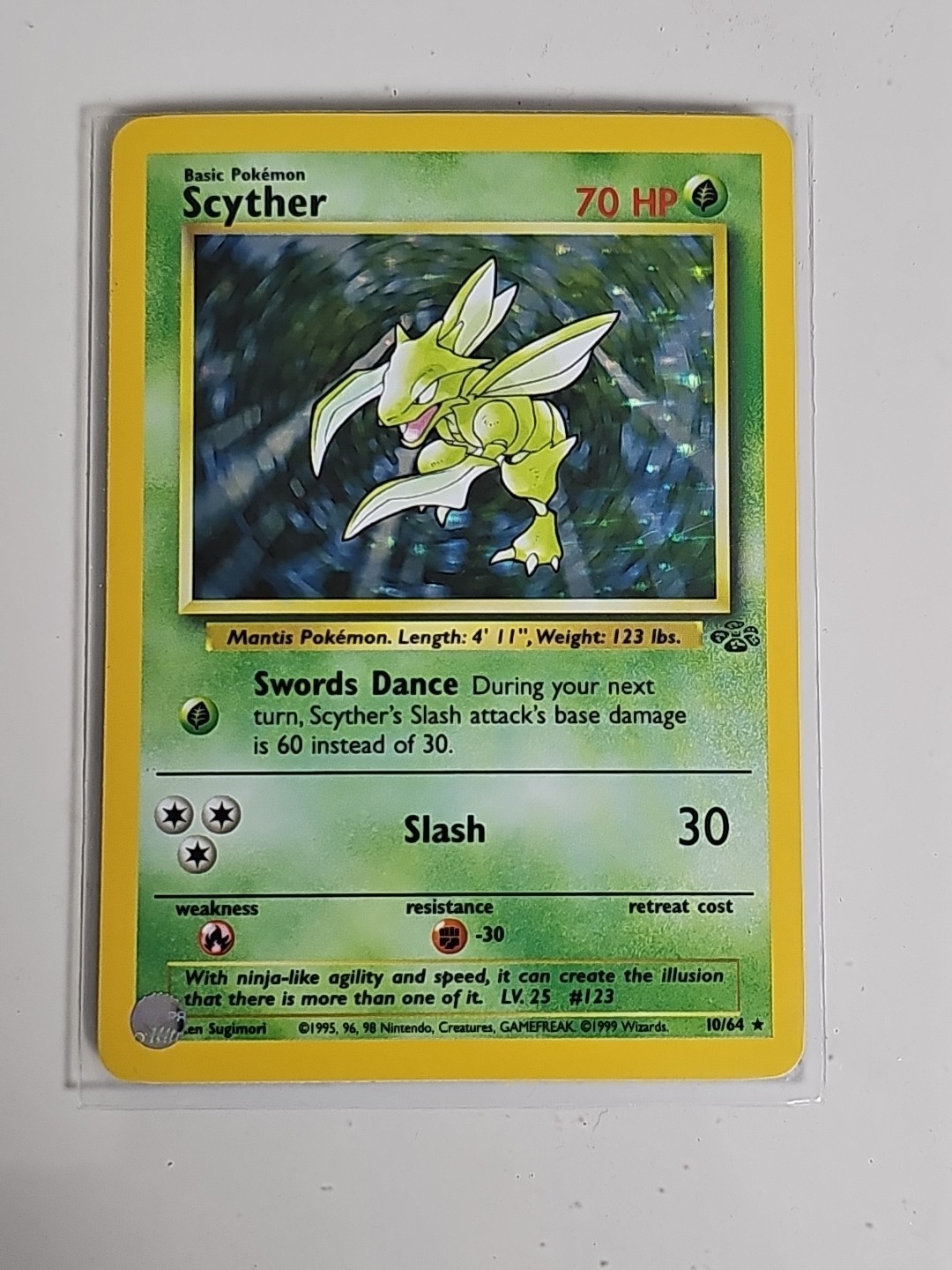 Pokémon TCG Scyther Jungle Holo Rare Card 10/64 1999 WOTC Vintage MINT