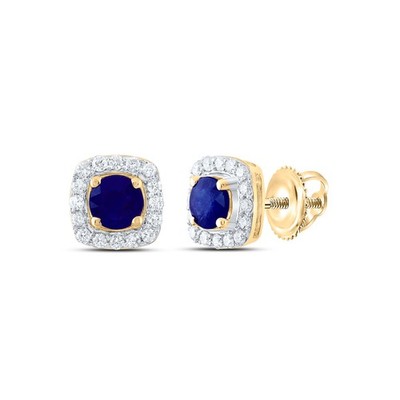 Blaue quadratische Ohrstecker 0,82 ctw natürlicher Diamant 14 kt Gelbgold