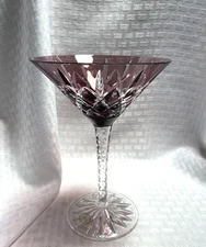 AJKA ARABELLA MARTINI GLASS AMETHYST PURPLE CUT TO CLEAR CRYSTAL HUNGARY BOHEMIA