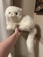 Russ Berrie NIKKI Kitty Cat White Plush Persian Green Eye Stuffed Animal