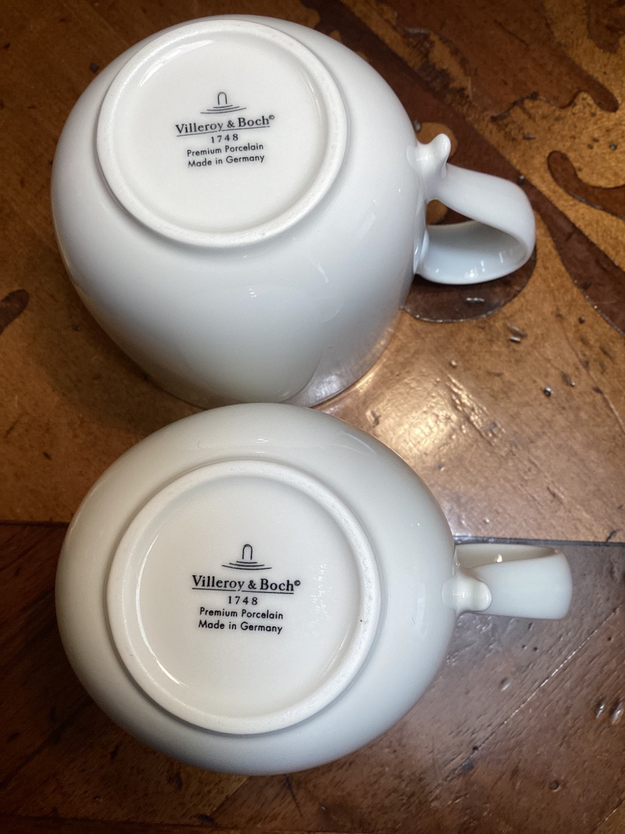 2x Villeroy & Boch NEW COTTAGE BASIC Cups Mugs White Oval 10oz