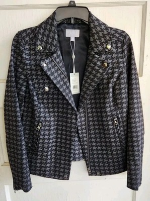 Pure Collection - Houndstooth Moto Style Jacket - Women's Size 2 - New With Tags