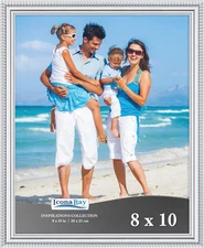 - 8X10 Silver Picture Frame - Beautifully Detailed Molding