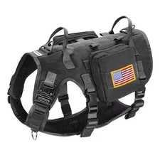  Dog Harness Medium Sized,Tactical Dog L:Chest 21.5-45",Fit 28-140lbs Black