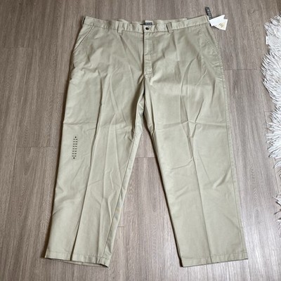 Perry Ellis Mens Khaki Chino Pants 50x30 Flat Front Beige Slacks Big & Tall