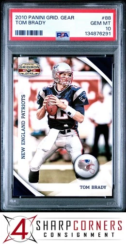 2010 PANINI GRIDIRON GEAR #88 TOM BRADY PATRIOTS POP 6 PSA 10