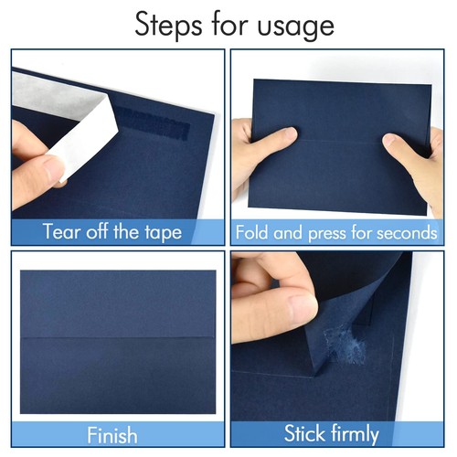 Navy Blue Self-Seal Envelopes 5x7 - 100 Pack for Weddings, Birthdays & Events - Picture 4 of 7