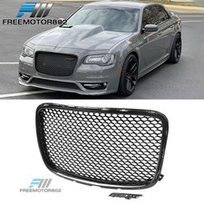 Fits 15-23 Chrysler 300 Srt Style Front Bumper Upper Mesh Grille Abs Gloss Black