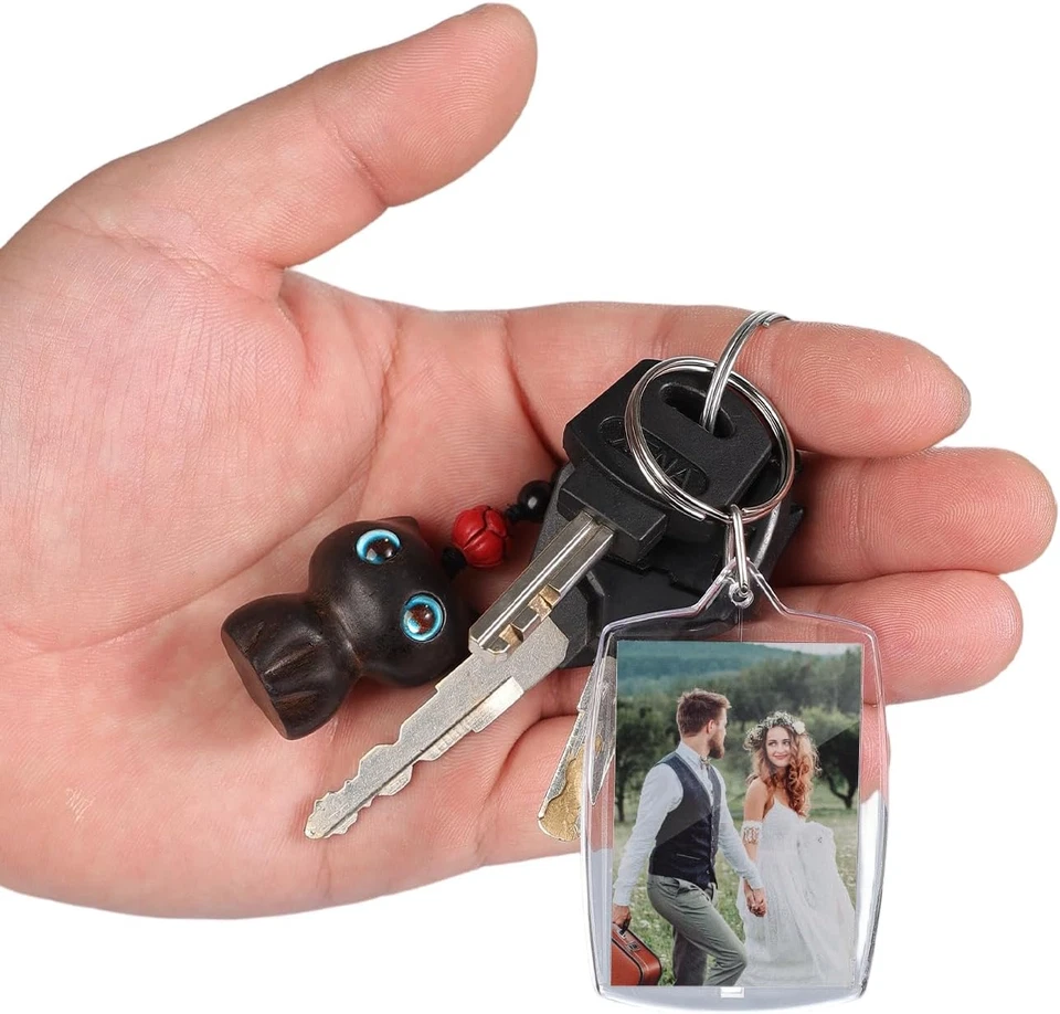 30Pcs Clear Acrylic Pendant Keychain Frame, Rectangle Photo Insert Holders - Image 3 of 4