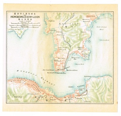 HONG KONG 1915 Kowloon Original Antique Vintage map China 1915 map  香港 Kow-loon