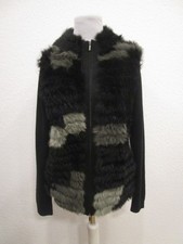 Monari Strickjacke echt Pelz Reißverschluß schwarz/grau Gr.44 (M60-18)