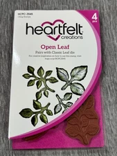 Heartfelt Creations Open Leaf Cling Stamps 4 pcs HCPC-3545 Made in USA Craft