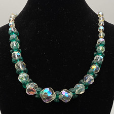 Green  Clear AB Crystal Beaded Necklace And Earrings Set