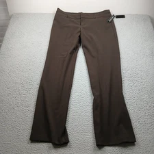 AB Studio Pants Womens 16 Brown Flat Front Chino Wide Leg Baggy Casual New