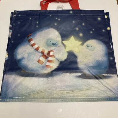 #ad #ad Tesco Christmas Abominable Snowman Tote Bag Yeti Scarf Snow Flake Holiday 2024 $22.79
