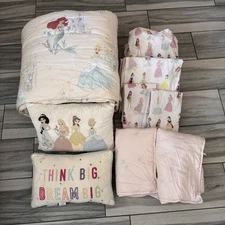 Pottery Barn Kids Princess Bed Set Quilt Sheets Decorative Pillows Shams Queen