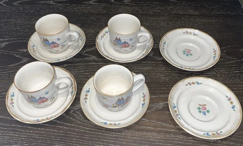 VTG Set of 4 International Stoneware Heartland Cups & Saucers +2 Saucers (6 Pcs)