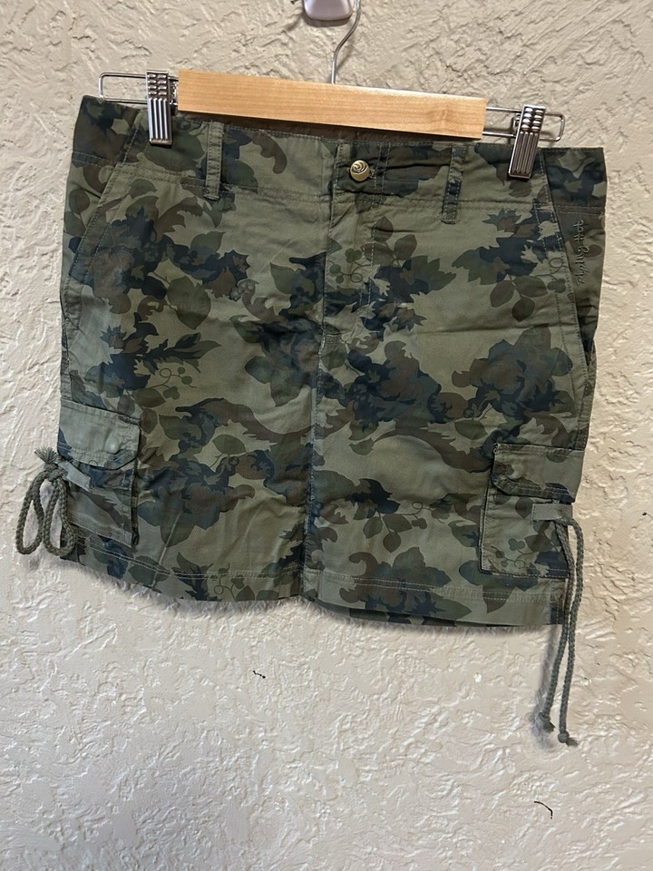 Piping  Hot Women’s Green Camouflage Cargo Mini Skirt Cotton Canvas Pockets