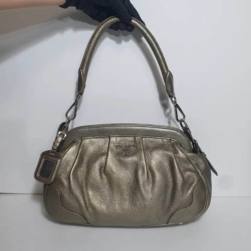 Prada Leather Small Tote Bag - Genuine, Gold Accent thumbnail 2