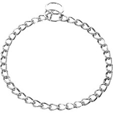 Herm Sprenger Chrome Plated Steel Dog Collar with Short Flat Links Choke Chai...