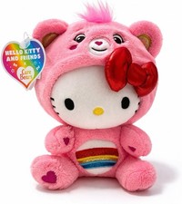 Hello Kitty Care Bears Cheer Bear Plush 8 Pink Rainbow Belly 2023 Sanrio NWT