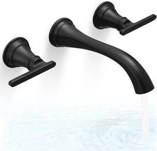 Brass Tub Filler Wall Mount 3 Hole, Farmhouse Black Tub Faucet, High Pressure 2
