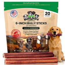 Bully Bark Naturals Odor Bully Sticks For Dogs Standard 6 20 Protein Grass-Fed
