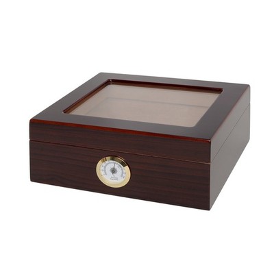 Humidor Supreme Capri Desktop Humidor with Glass Top, Mahogany Finish | Small...