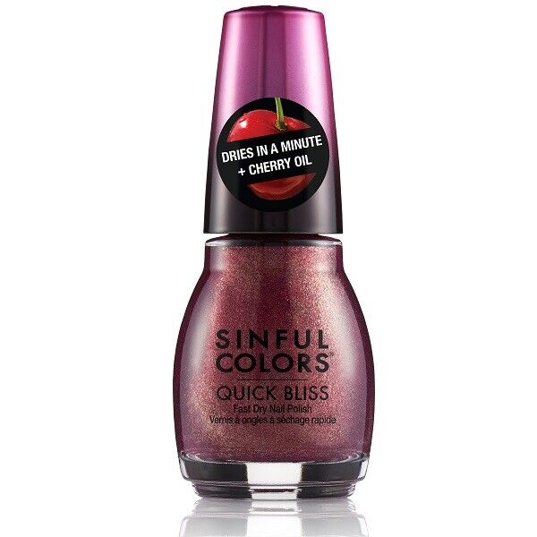 SINFUL COLORS NAIL POLISH - FLUSHED - QUICK BLISS FAST DRY! CHERRY OIL - HTF!