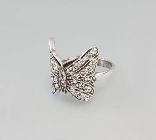 9901029-x 925 silver ring butterfly Swarovski stones size 56