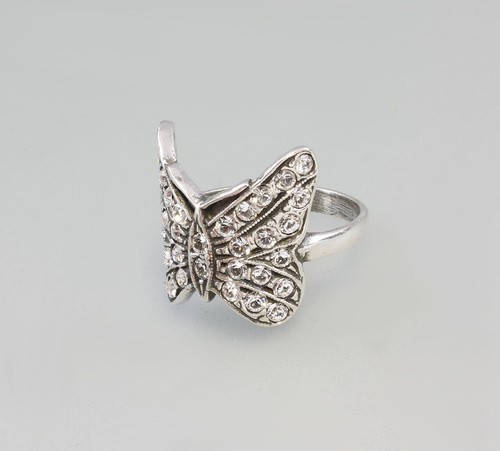 9901029 925er Silber Schmetterlings-Ring mit Swarovski-Steinen Gr.53 - Afbeelding 1 van 2