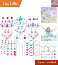 Adorable 56-Pack Princess Dress Up Jewelry - Perfect for Parties and Playtime