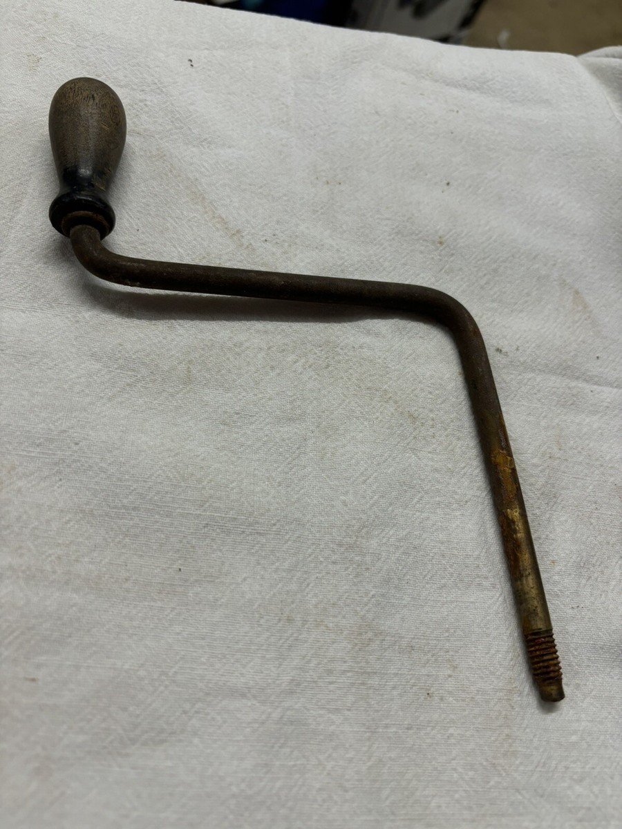 ANTIQUE Vintage PHONOGRAPH VICTROLA CRANK w/ Wood HANDLE 5/16