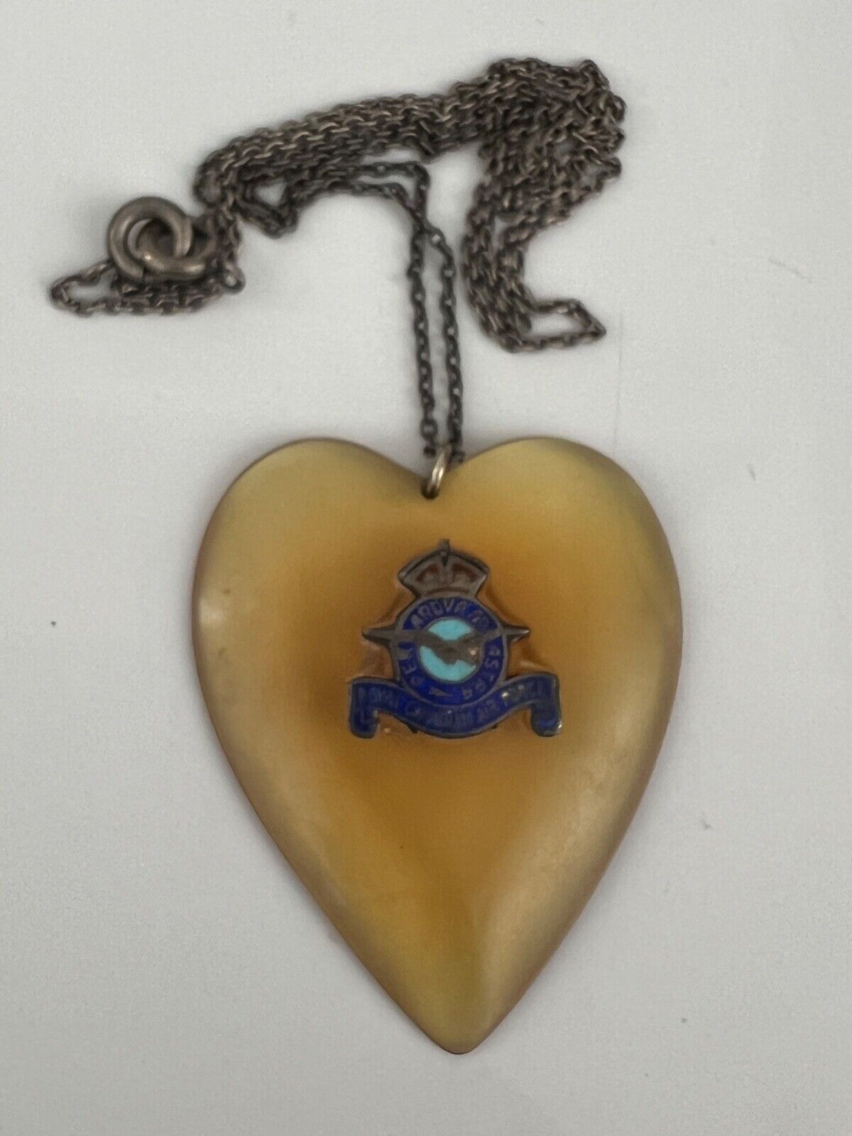 Vintage WWII Royal Canadian Air Force Pilot Lucite Sweetheart Heart Pendant Ster