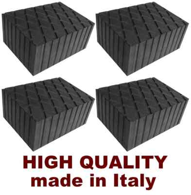 SET OF 4 Solid Rubber Lift Block Pad 6'' x 4 3/4'' x3'' RUBBER SPACER made in ITALY