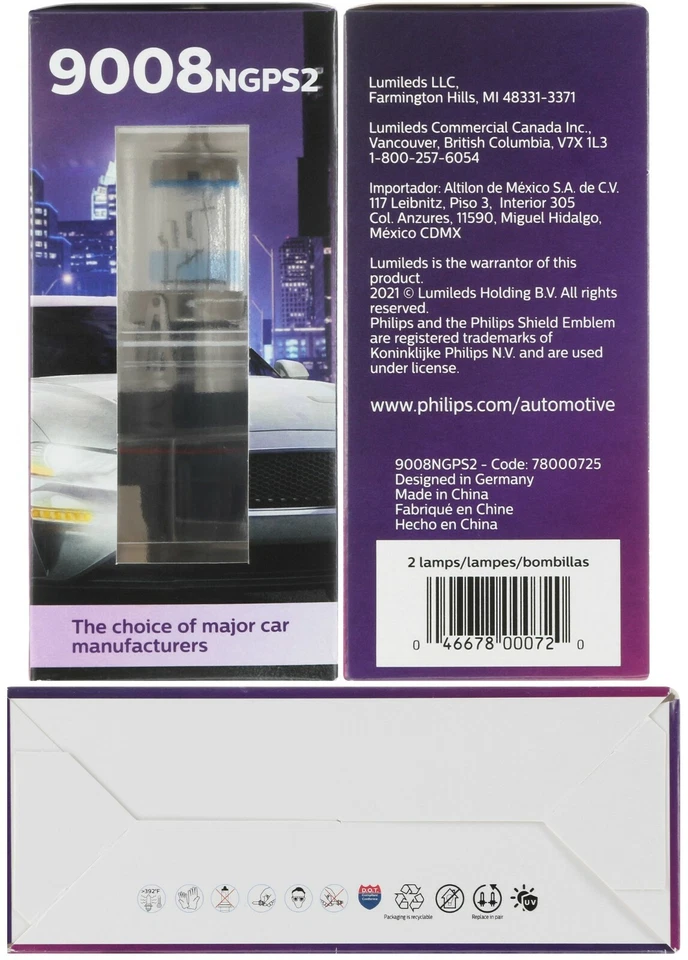 Philips Night Guide Platinum 9008 H13 60/55W Dos Bombillas Cabezal Luz Doble Haz Lámpara Foto 4 de 4