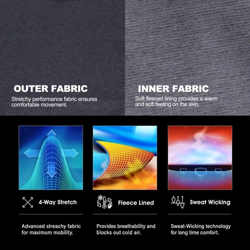 Hombres Clima Frío Invierno Vellón Forrado Térmico Largo Johns Parte Superior Inferior Conjunto Ropa Interior - Imagen 7 de 24