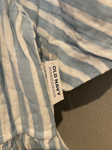Old Navy Women’s Waist-Defined Puff-Sleeve Printed Mini Shirt Dress Size M. D23 - Picture 6 of 8