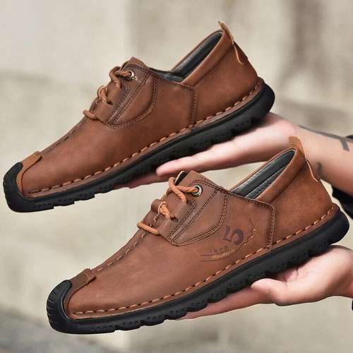 Herren Weiches Leder Freizeitschuhe Mode Fahrschuhe Flache Halbschuhe Mokassins - Bild 9 von 23